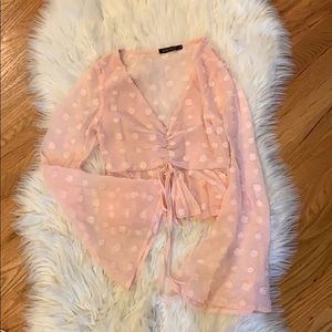 New Pom Pom flare pink blouse